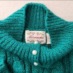 Vintage Miranda Green Sweater Pearl Buttons
